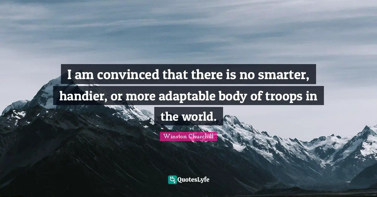 I am convinced that there is no smarter, handier, or more adaptable body of troops in the world.