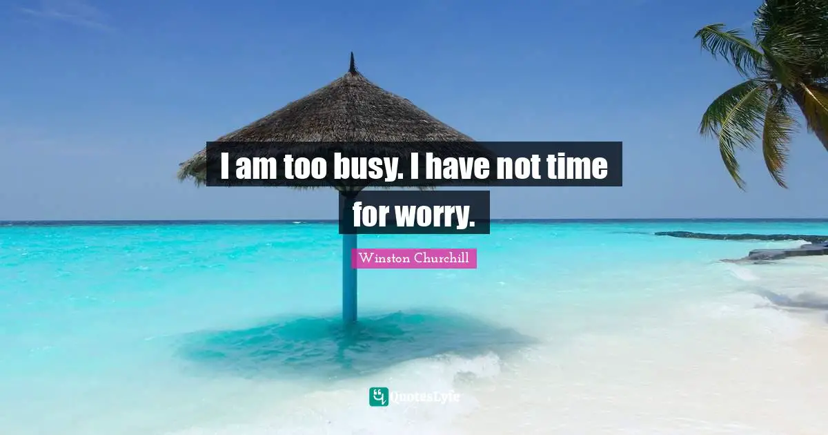 I am too busy. I have not time for worry.