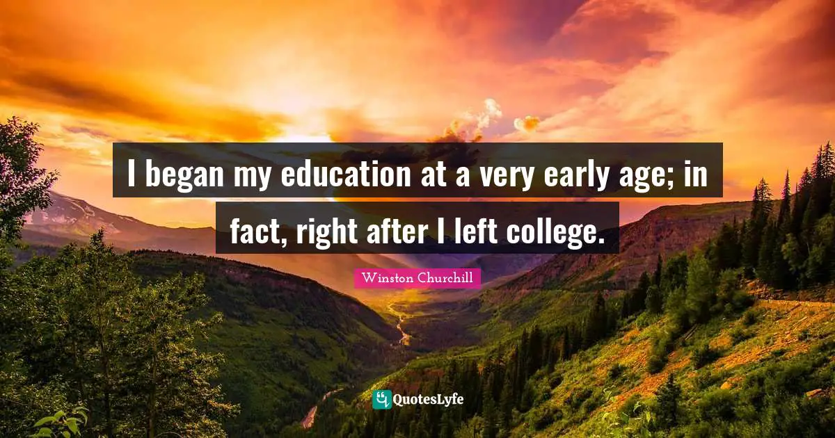 I began my education at a very early age; in fact, right after I left college.