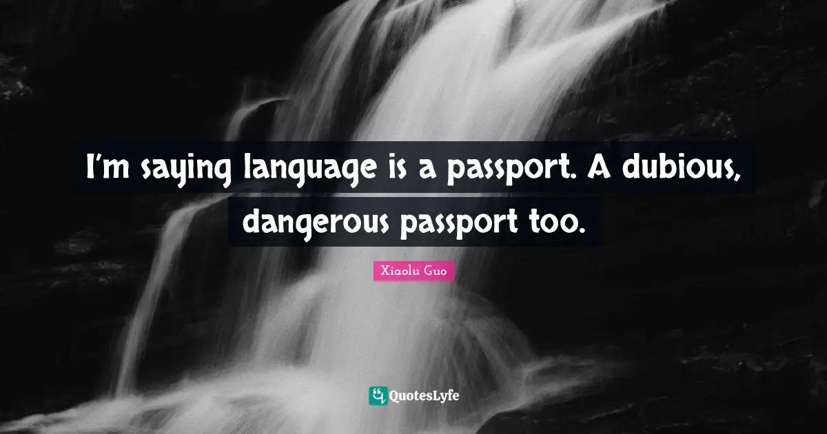 I’m saying language is a passport. A dubious, dangerous passport too.