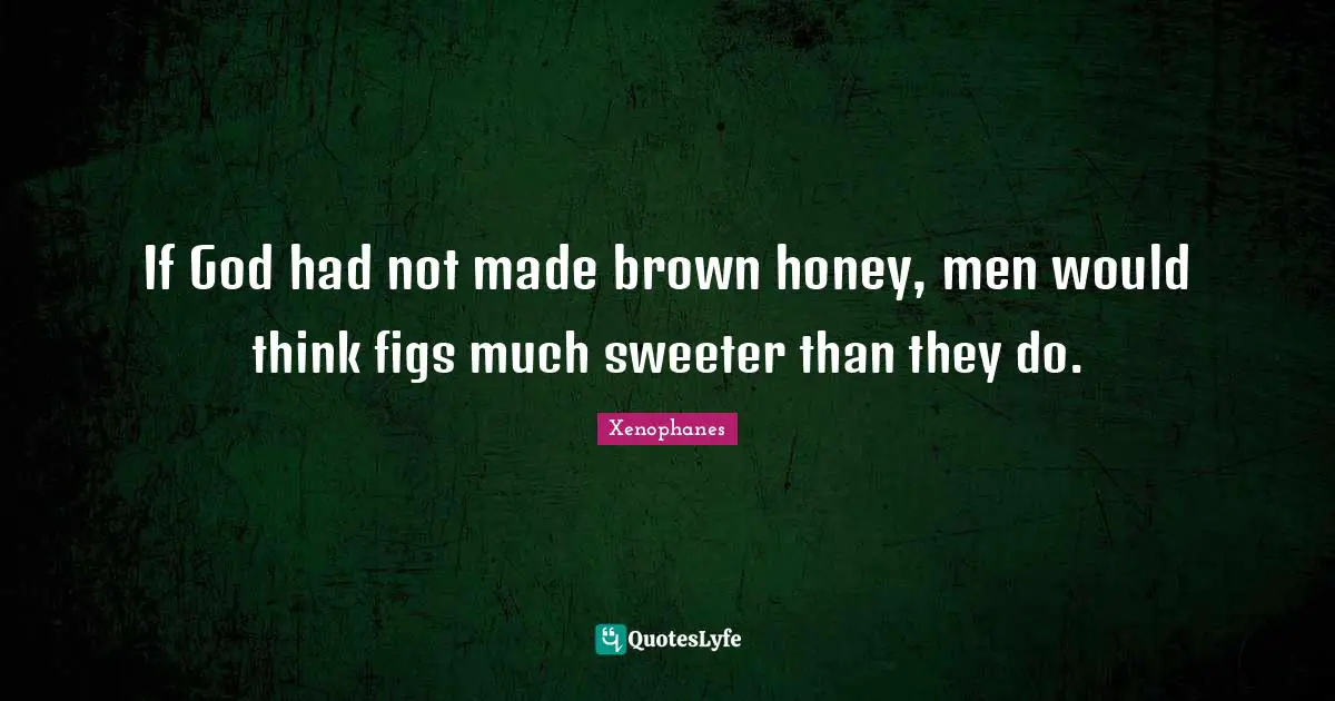 If God had not made brown honey, men would think figs much sweeter than they do.