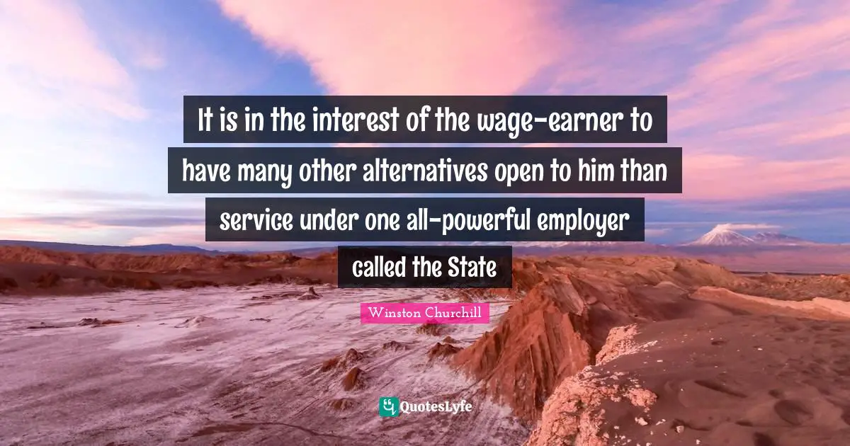 It is in the interest of the wage-earner to have many other alternatives open to him than service under one all-powerful employer called the State