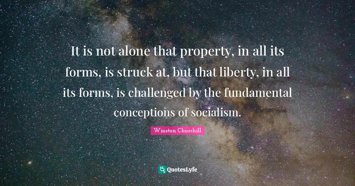 It is not alone that property, in all its forms, is struck at, but that liberty, in all its forms, is challenged by the fundamental conceptions of socialism.