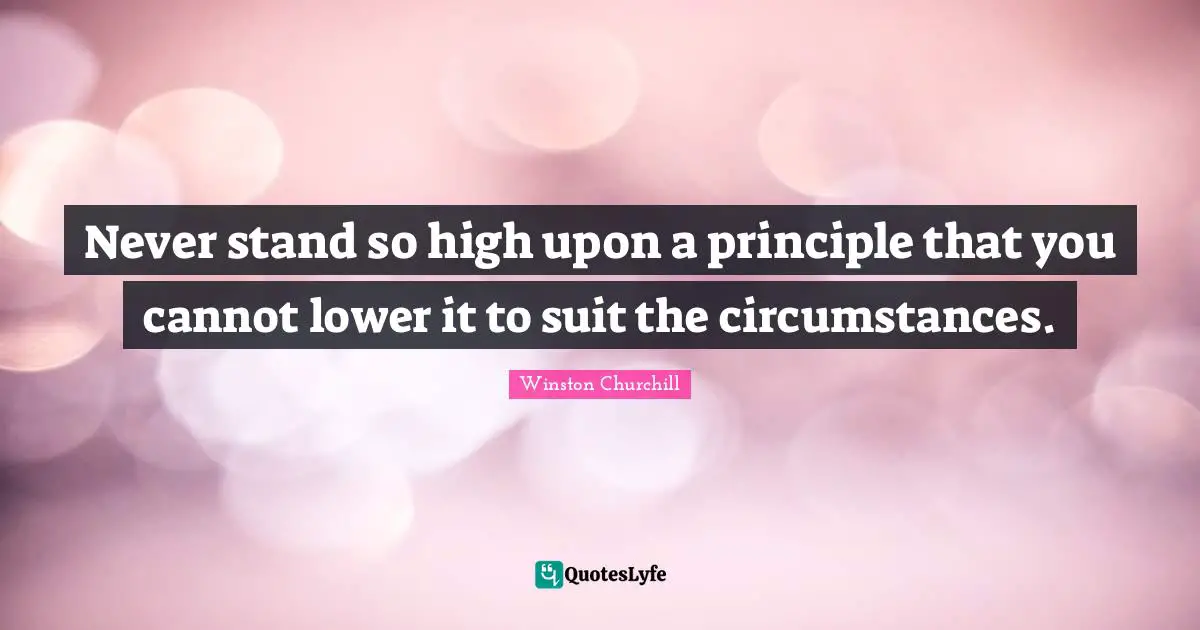 Never stand so high upon a principle that you cannot lower it to suit the circumstances.