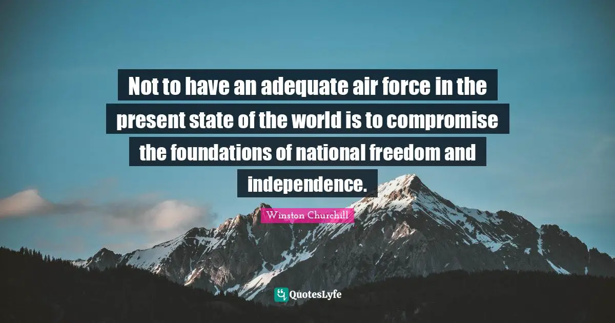 Not to have an adequate air force in the present state of the world is to compromise the foundations of national freedom and independence.