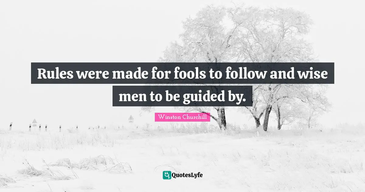 Rules were made for fools to follow and wise men to be guided by.