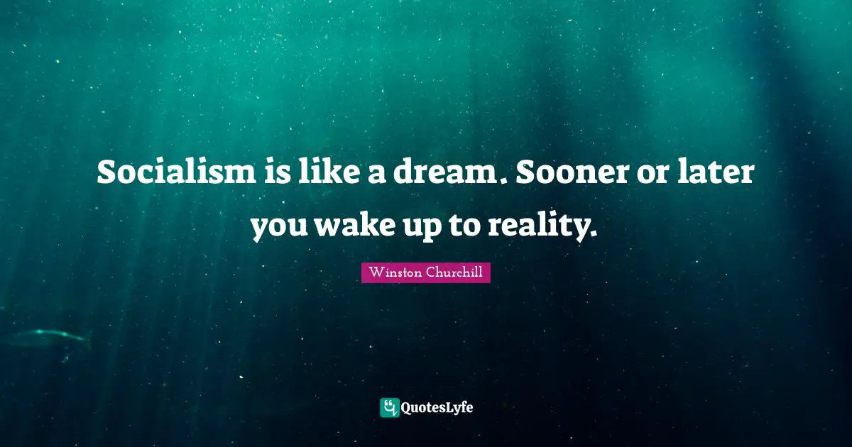 Sooner Or Later Quotes: "Socialism is like a dream. Sooner or later you wake up to reality."