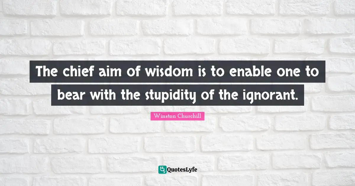 The chief aim of wisdom is to enable one to bear with the stupidity of the ignorant.