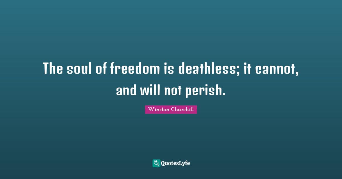 The soul of freedom is deathless; it cannot, and will not perish.