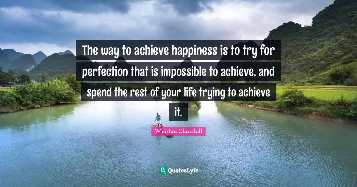 The way to achieve happiness is to try for perfection that is impossible to achieve, and spend the rest of your life trying to achieve it.