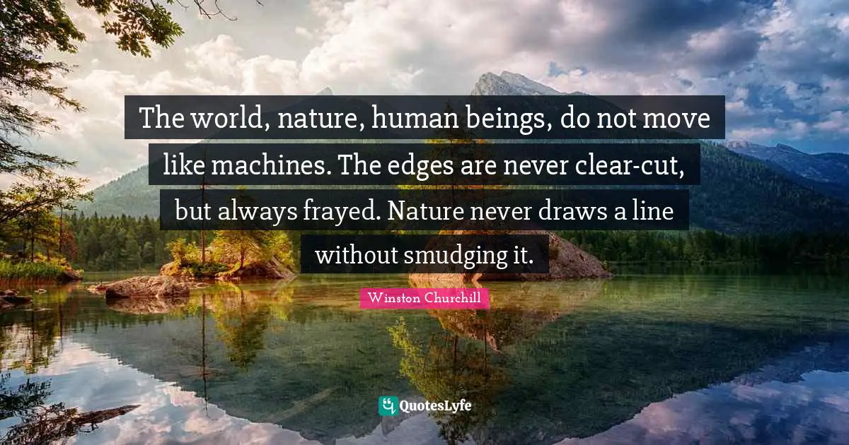 The world, nature, human beings, do not move like machines. The edges are never clear-cut, but always frayed. Nature never draws a line without smudging it.
