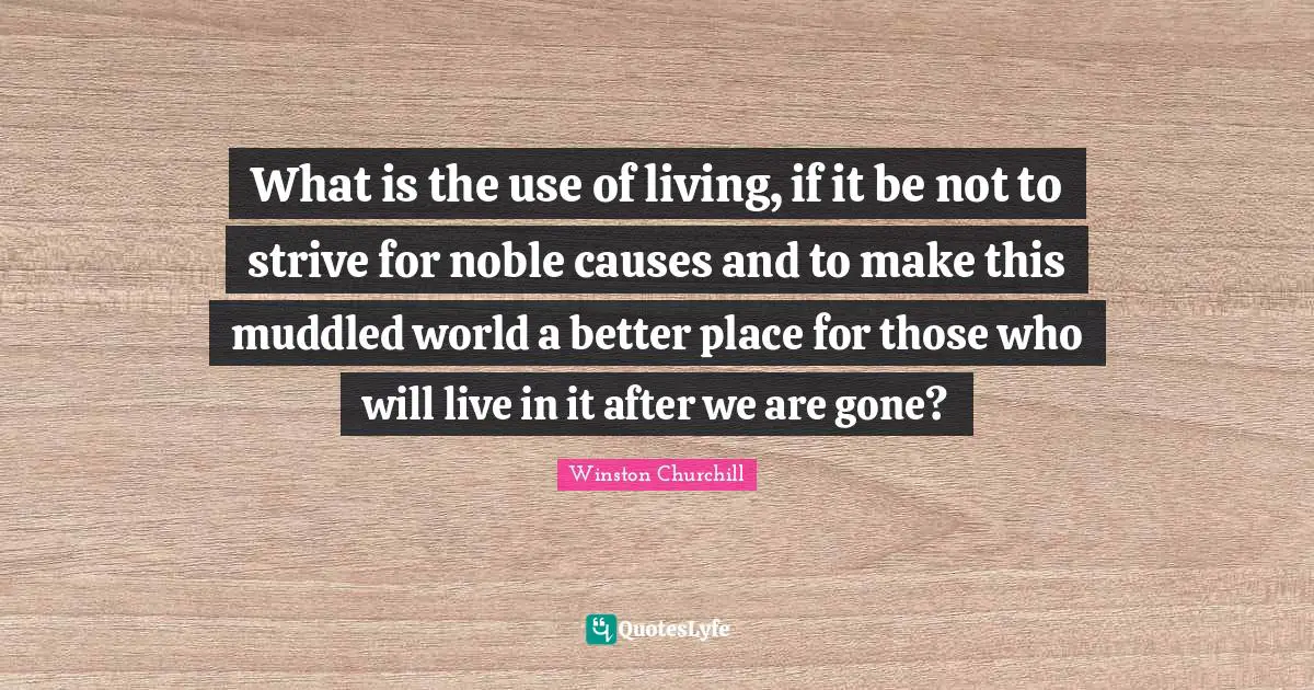 Noble Quotes: "What is the use of living, if it be not to strive for noble causes and to make this muddled world a better place for those who will live in it after we are gone?"