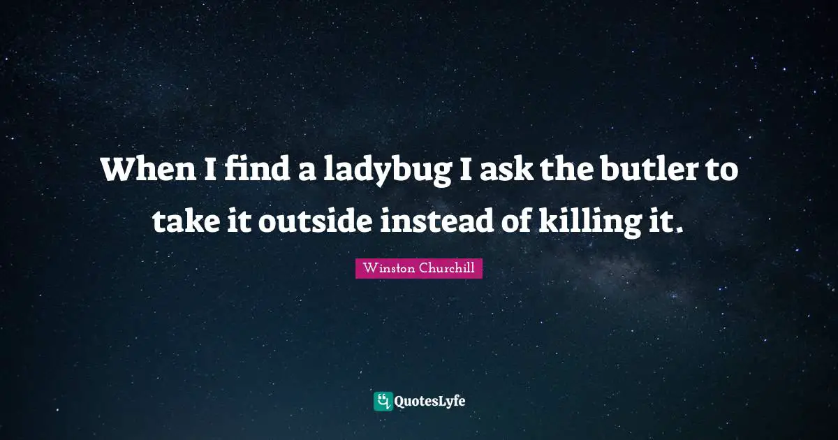 When I find a ladybug I ask the butler to take it outside instead of killing it.