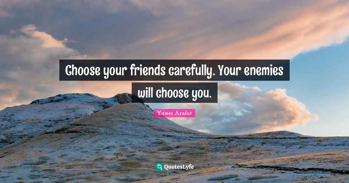 Choose your friends carefully. Your enemies will choose you.