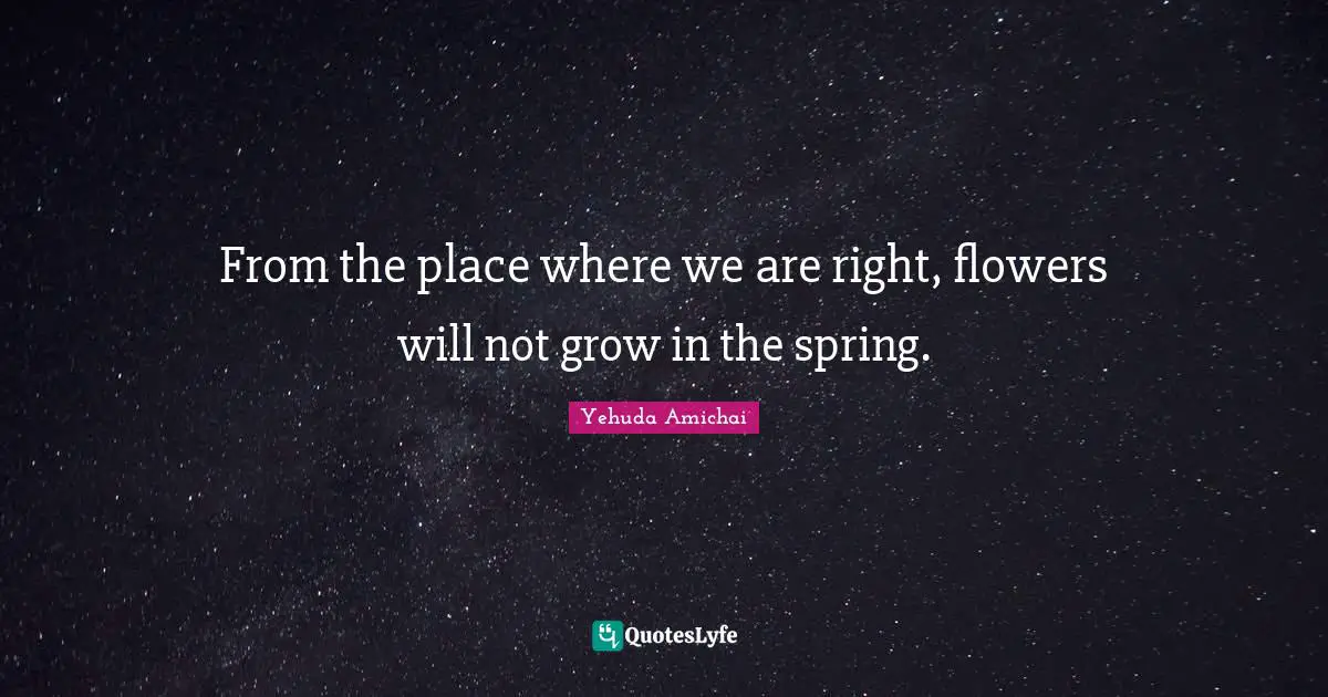 From the place where we are right, flowers will not grow in the spring.