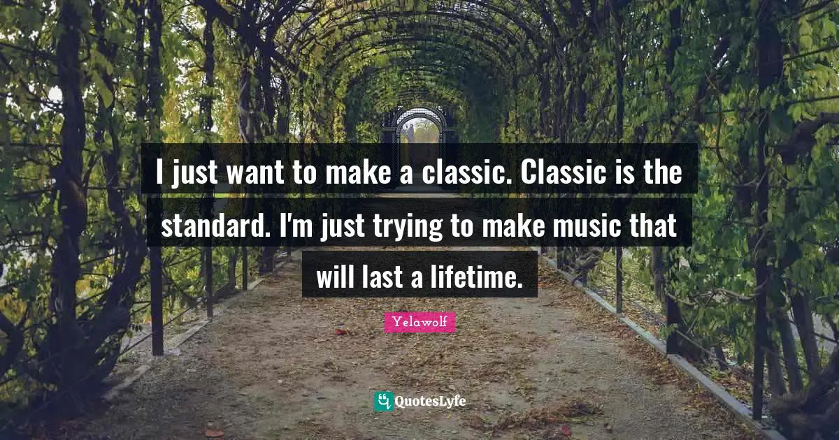 Yelawolf Quotes: "I just want to make a classic. Classic is the standard. I'm just trying to make music that will last a lifetime."