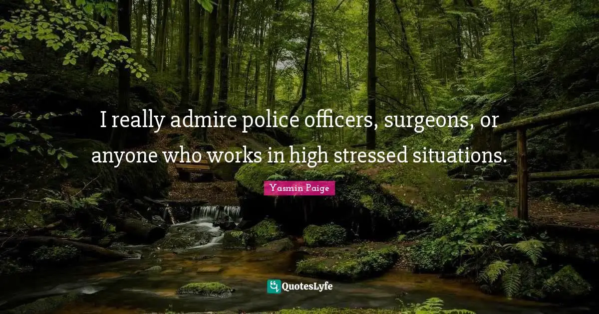 I really admire police officers, surgeons, or anyone who works in high stressed situations.