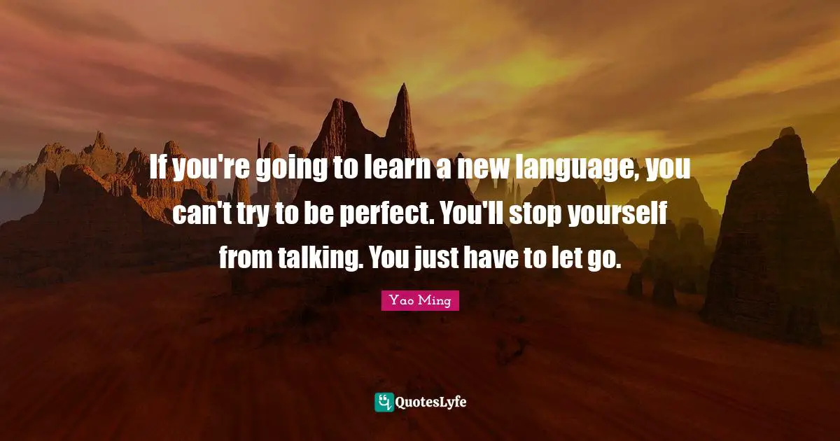 If you're going to learn a new language, you can't try to be perfect. You'll stop yourself from talking. You just have to let go.