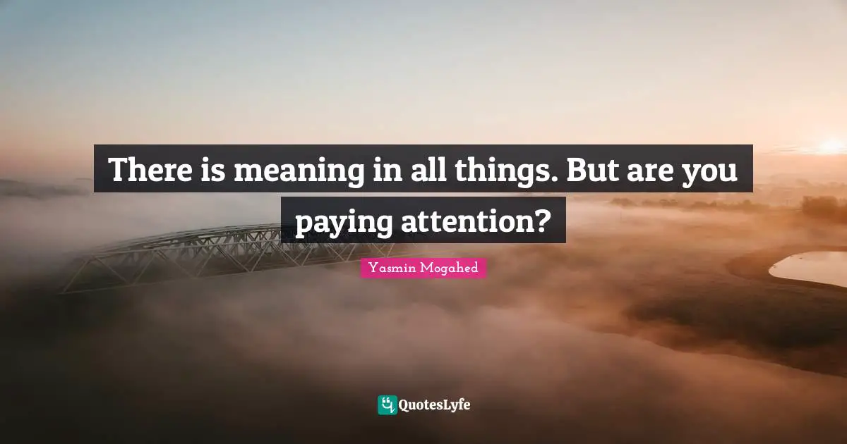 There is meaning in all things. But are you paying attention?