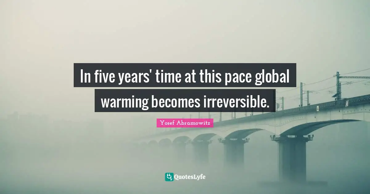 Irreversible Quotes: "In five years' time at this pace global warming becomes irreversible."