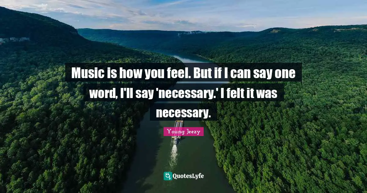 Young Jeezy Quotes: "Music is how you feel. But if I can say one word, I'll say 'necessary.' I felt it was necessary."