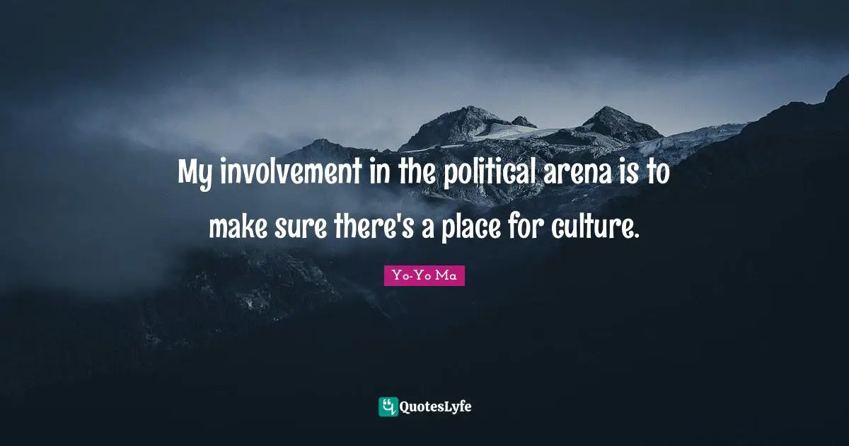 My involvement in the political arena is to make sure there's a place for culture.