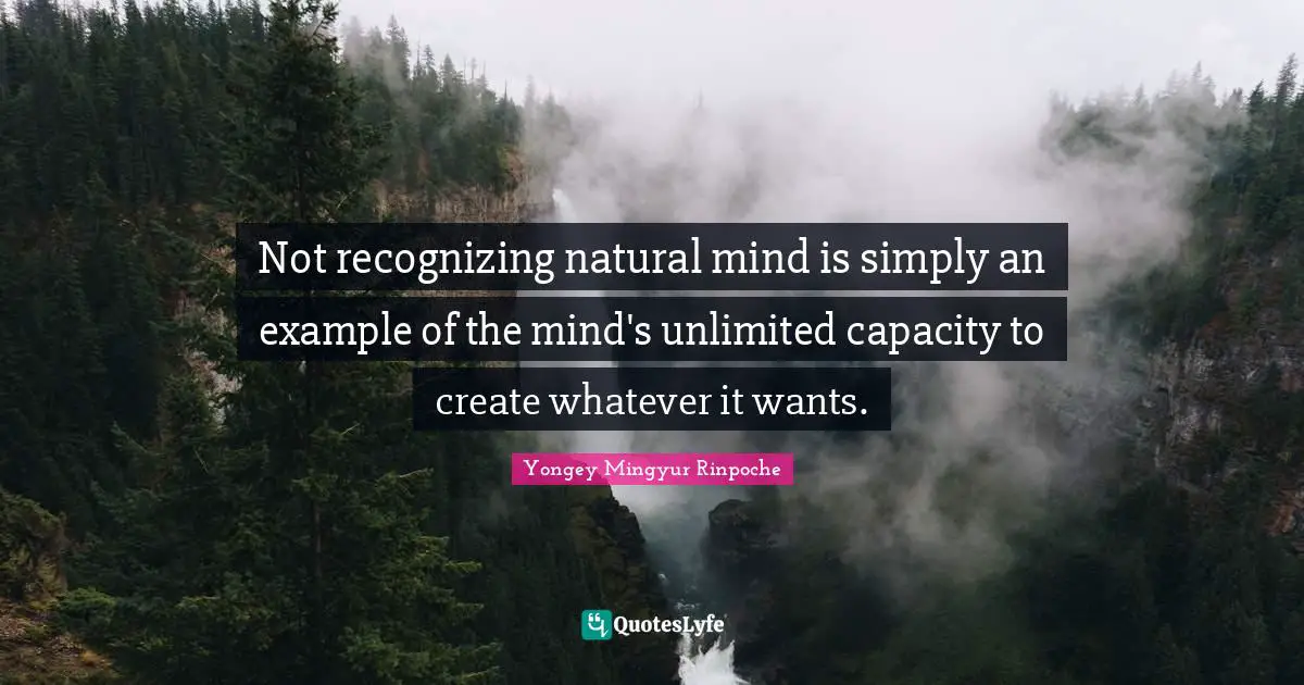 Not recognizing natural mind is simply an example of the mind's unlimited capacity to create whatever it wants.
