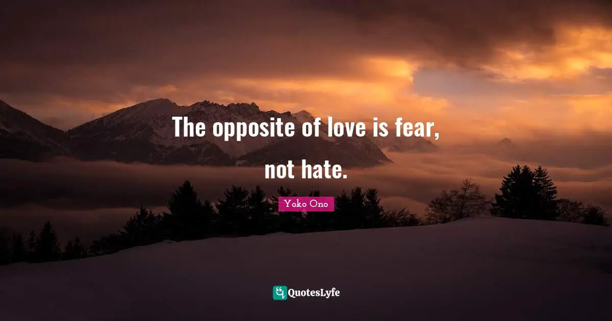 The opposite of love is fear, not hate.