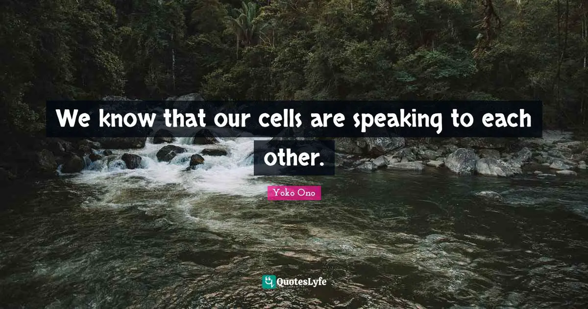 We know that our cells are speaking to each other.