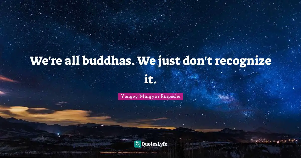 We're all buddhas. We just don't recognize it.