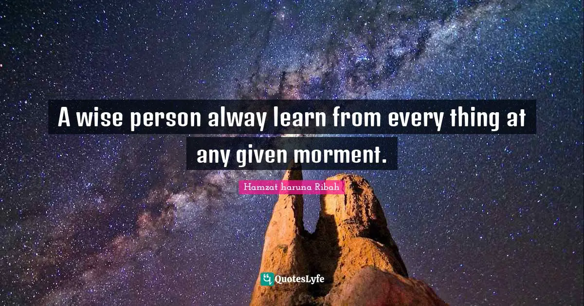 A wise person alway learn from every thing at any given morment.