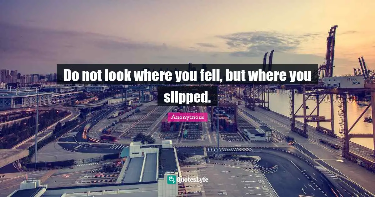 Do not look where you fell, but where you slipped.