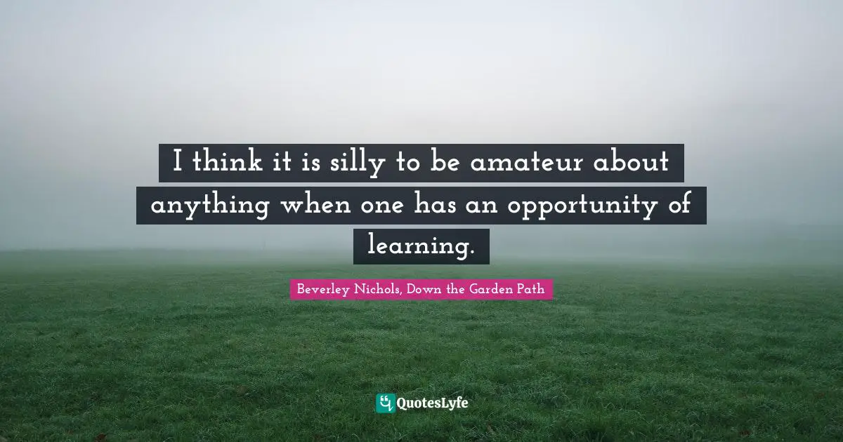 I think it is silly to be amateur about anything when one has an opportunity of learning.