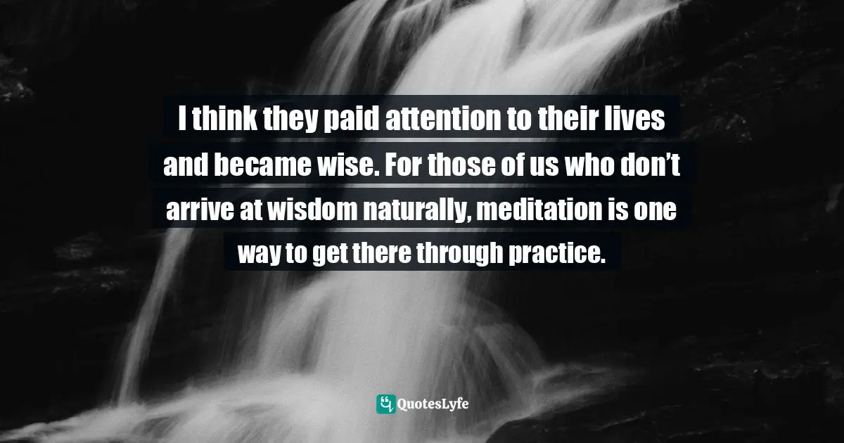 I think they paid attention to their lives and became wise. For those of us who don’t arrive at wisdom naturally, meditation is one way to get there through practice.