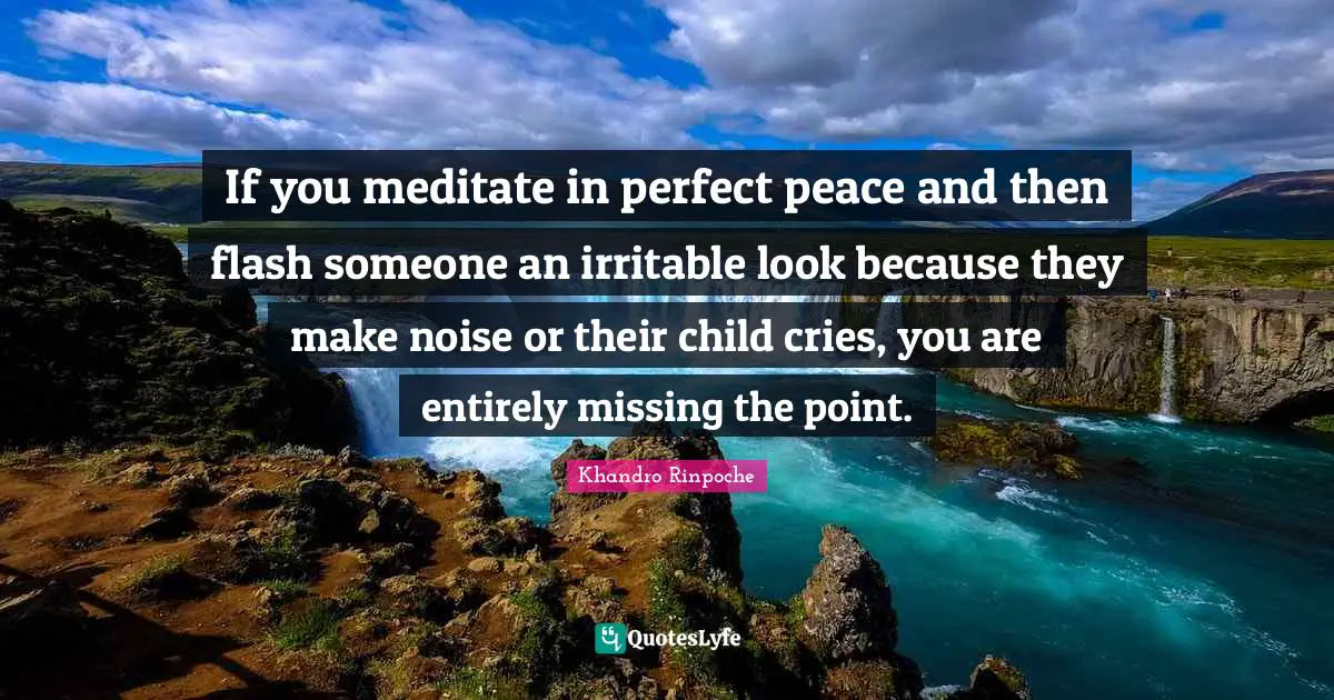 If you meditate in perfect peace and then flash someone an irritable look because they make noise or their child cries, you are entirely missing the point.
