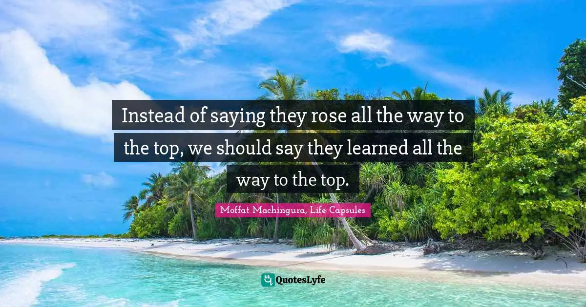 Instead of saying they rose all the way to the top, we should say they learned all the way to the top.