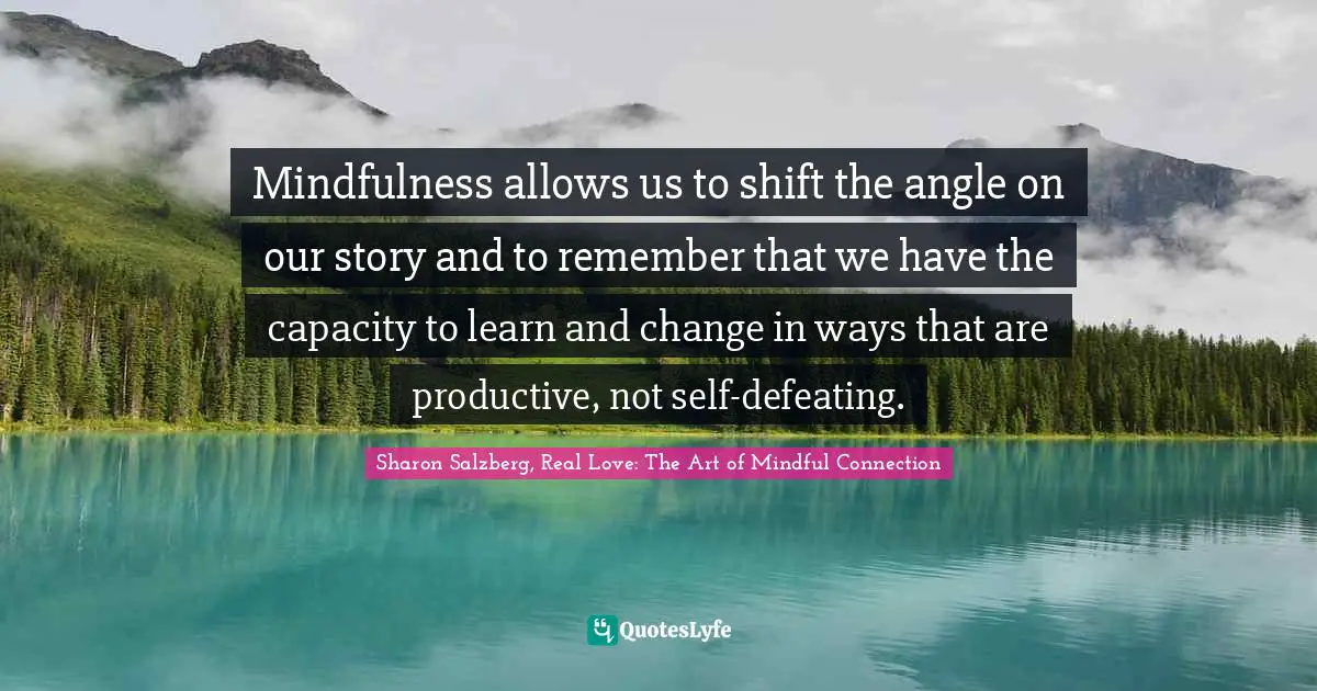 Mindfulness allows us to shift the angle on our story and to remember that we have the capacity to learn and change in ways that are productive, not self-defeating.