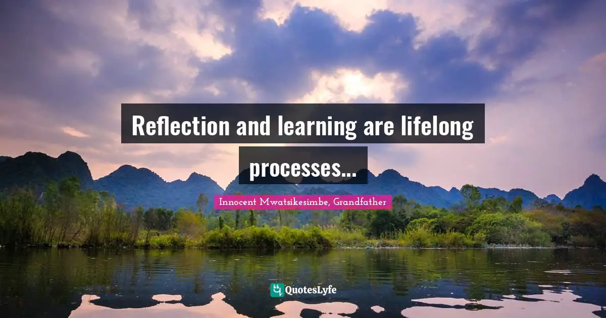Reflection and learning are lifelong processes...