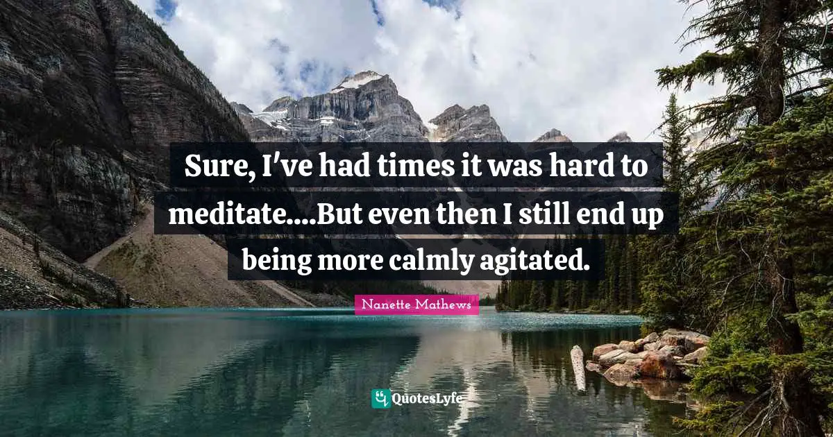 Nanette Mathews Quotes: "Sure, I've had times it was hard to meditate....But even then I still end up being more calmly agitated."