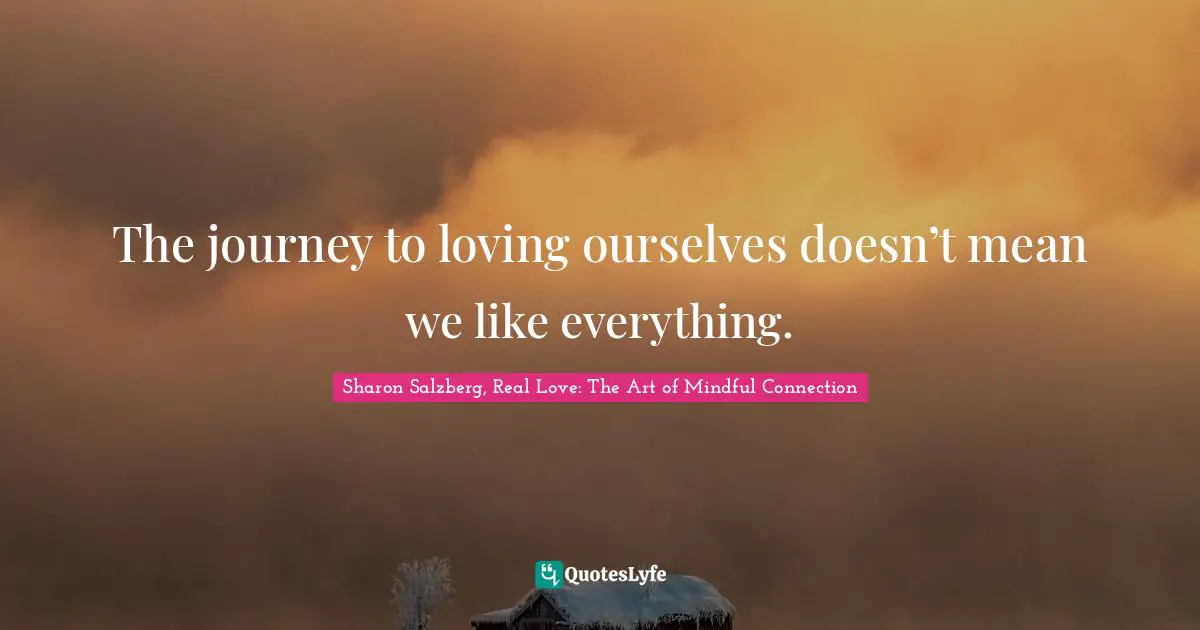 Sharon Salzberg, Real Love: The Art Of Mindful Connection Quotes: "The journey to loving ourselves doesn’t mean we like everything."