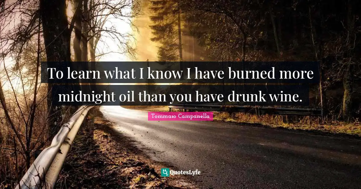 To learn what I know I have burned more midnight oil than you have drunk wine.