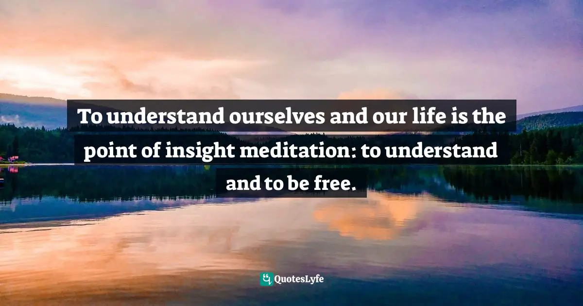 To understand ourselves and our life is the point of insight meditation: to understand and to be free.