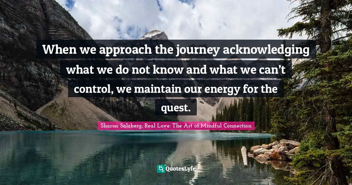 Sharon Salzberg, Real Love: The Art Of Mindful Connection Quotes: "When we approach the journey acknowledging what we do not know and what we can’t control, we maintain our energy for the quest."