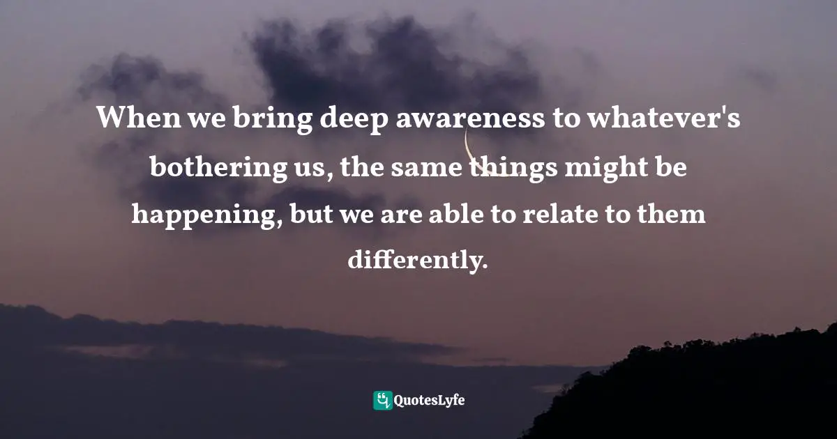 When we bring deep awareness to whatever's bothering us, the same things might be happening, but we are able to relate to them differently.