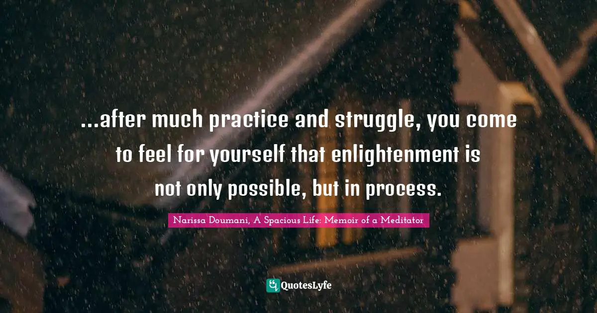...after much practice and struggle, you come to feel for yourself that enlightenment is not only possible, but in process.