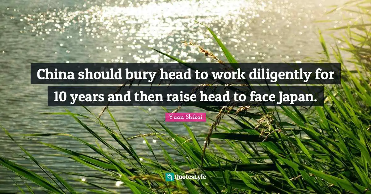 China should bury head to work diligently for 10 years and then raise head to face Japan.