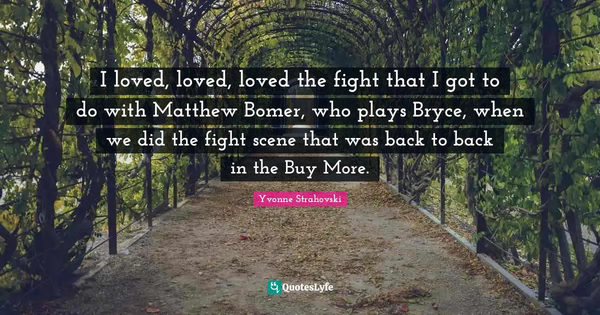 I loved, loved, loved the fight that I got to do with Matthew Bomer, who plays Bryce, when we did the fight scene that was back to back in the Buy More.