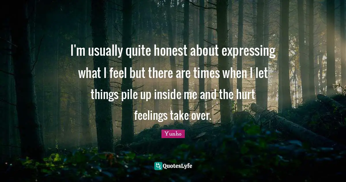 I'm usually quite honest about expressing what I feel but there are times when I let things pile up inside me and the hurt feelings take over.