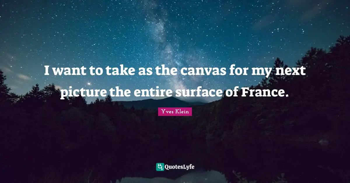 I want to take as the canvas for my next picture the entire surface of France.