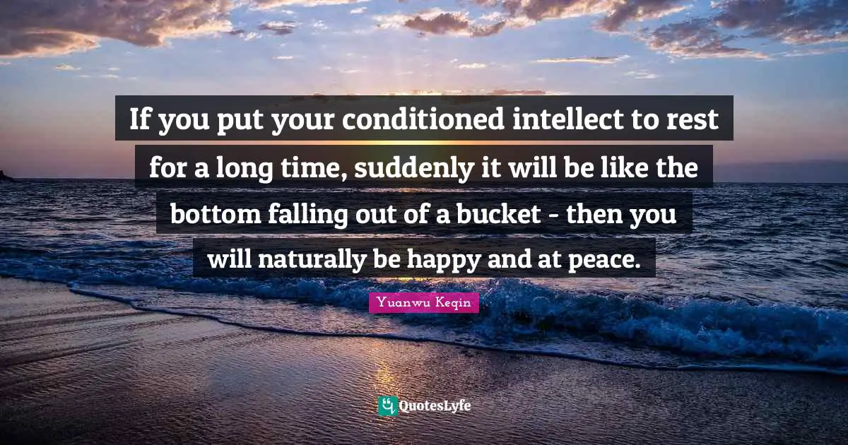 If you put your conditioned intellect to rest for a long time, suddenly it will be like the bottom falling out of a bucket - then you will naturally be happy and at peace.